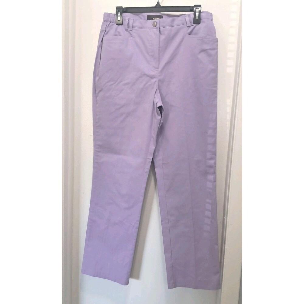 Cosma Women's Pants Size 10P Purple with Pockets  Straight Leg  Cotton  Elastane